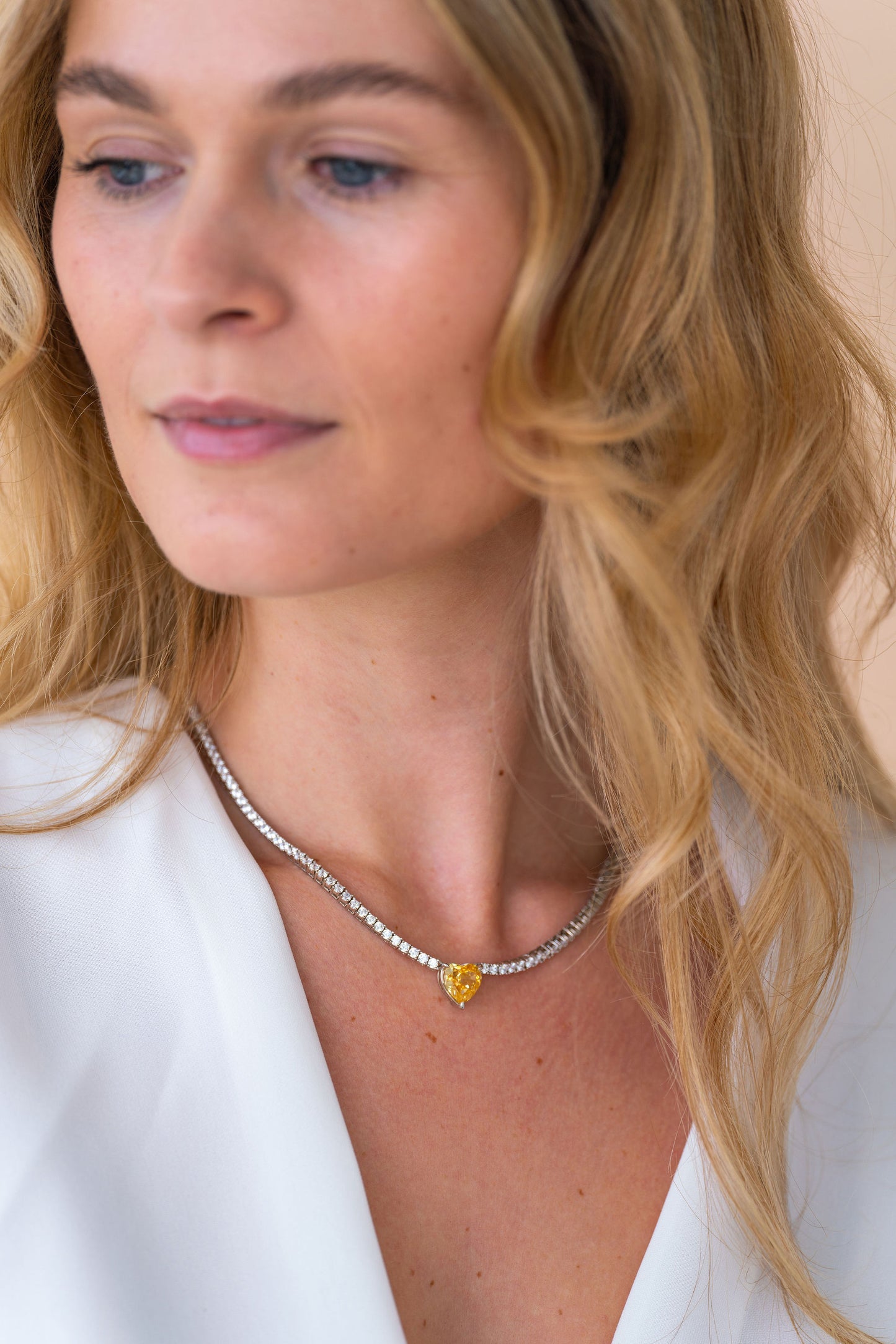 Diamond Heart Tennis Necklace