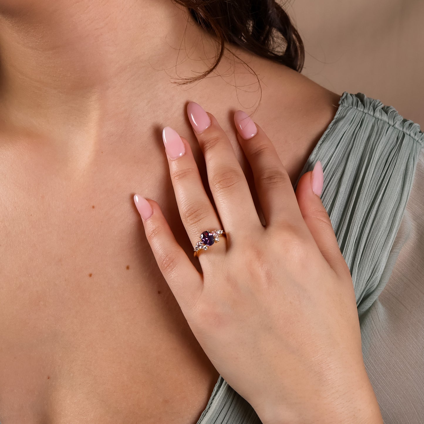 Olivia Aquamarine Ring 14K Gold Vermeil