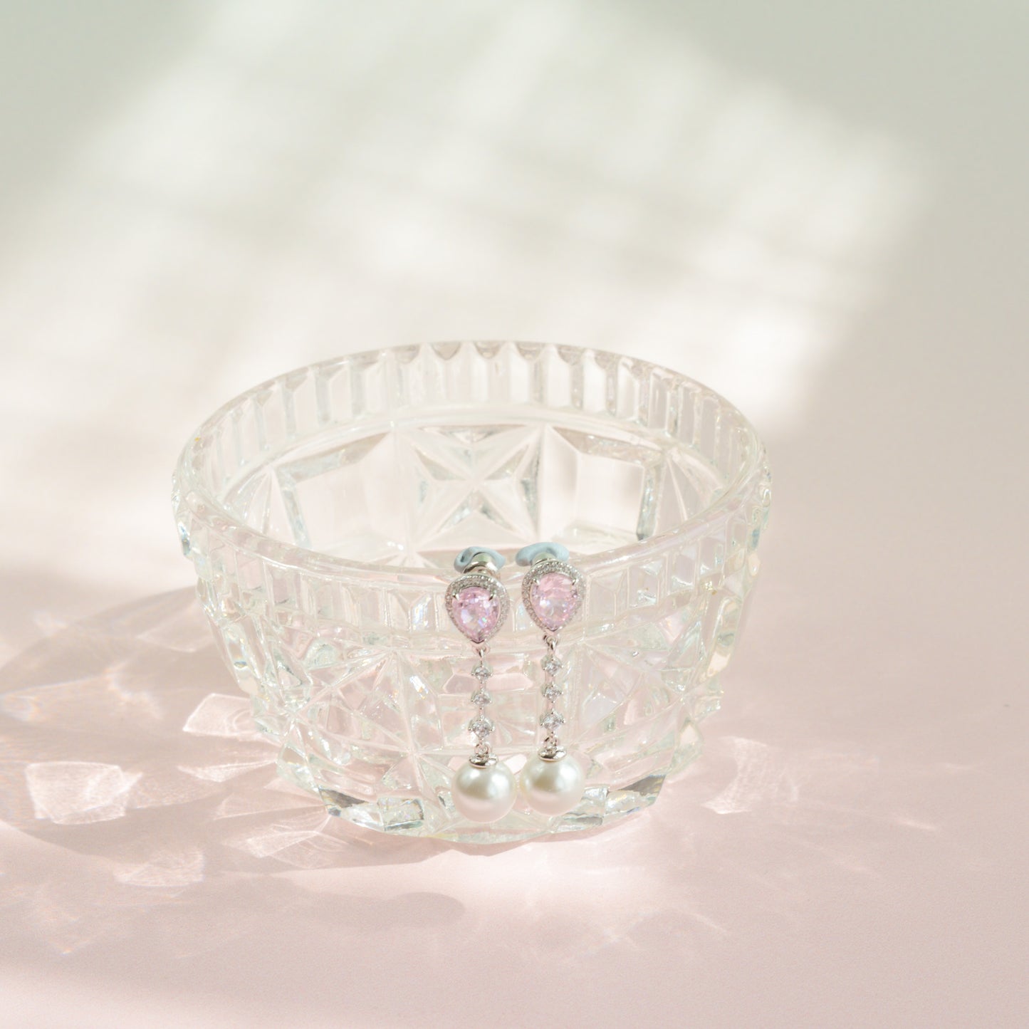 Diamond and Pearl Silver Drop Earrings