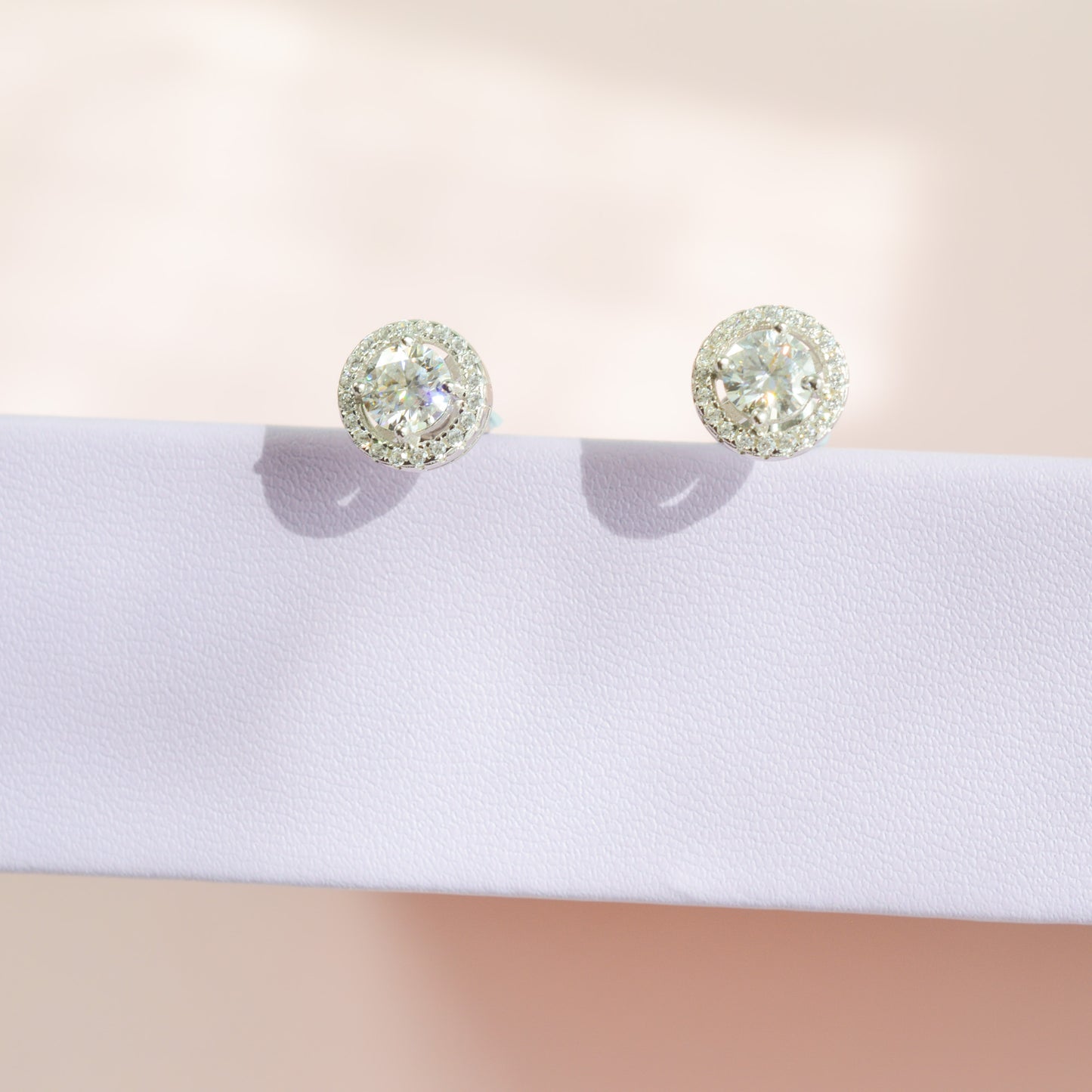 Moissanite Halo Stud Earrings