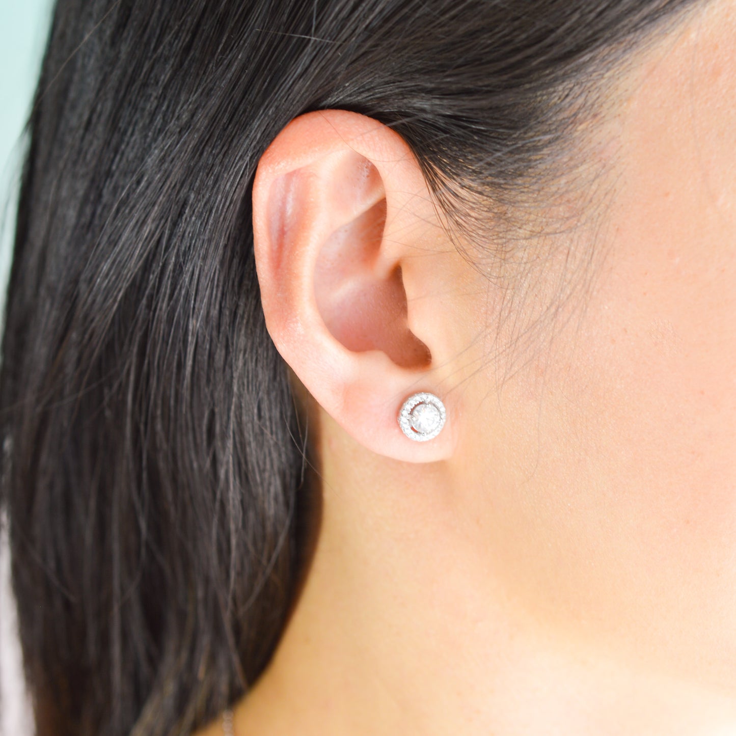 Moissanite Halo Stud Earrings