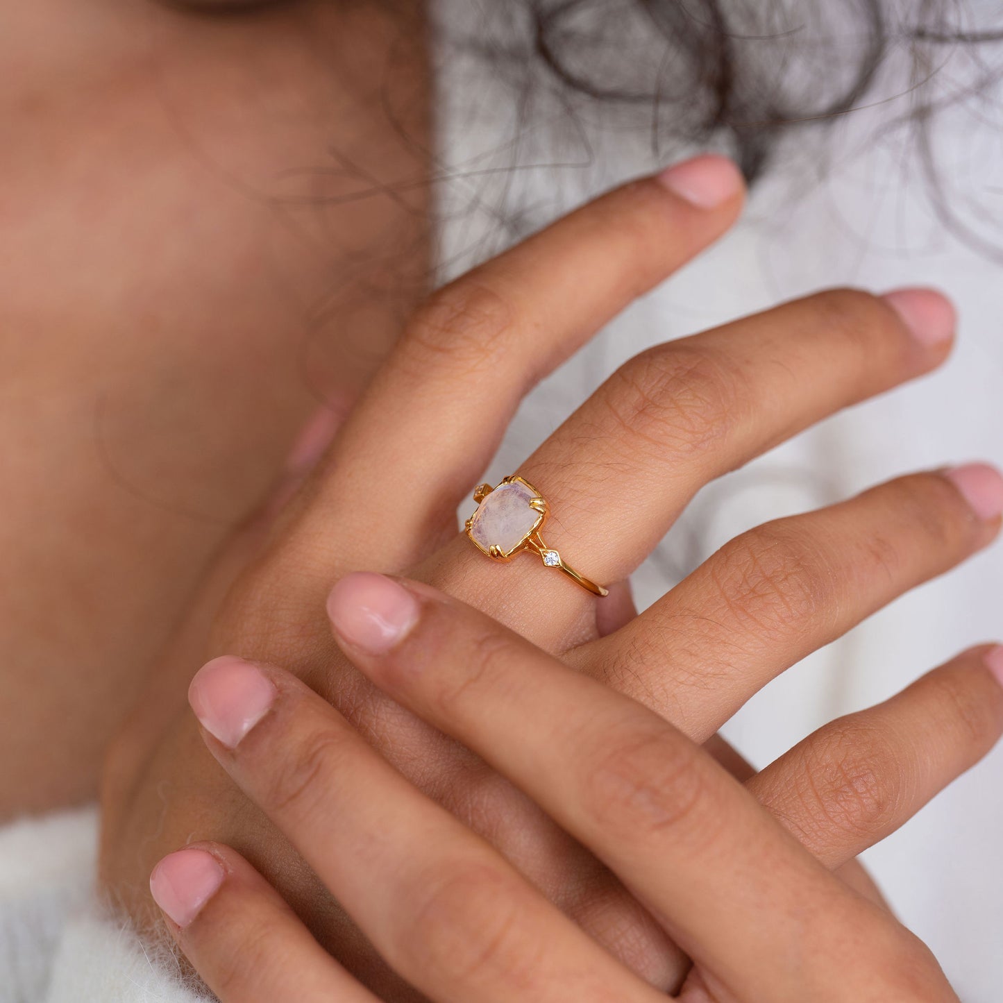 Cleopatra Moonstone Art Deco Ring