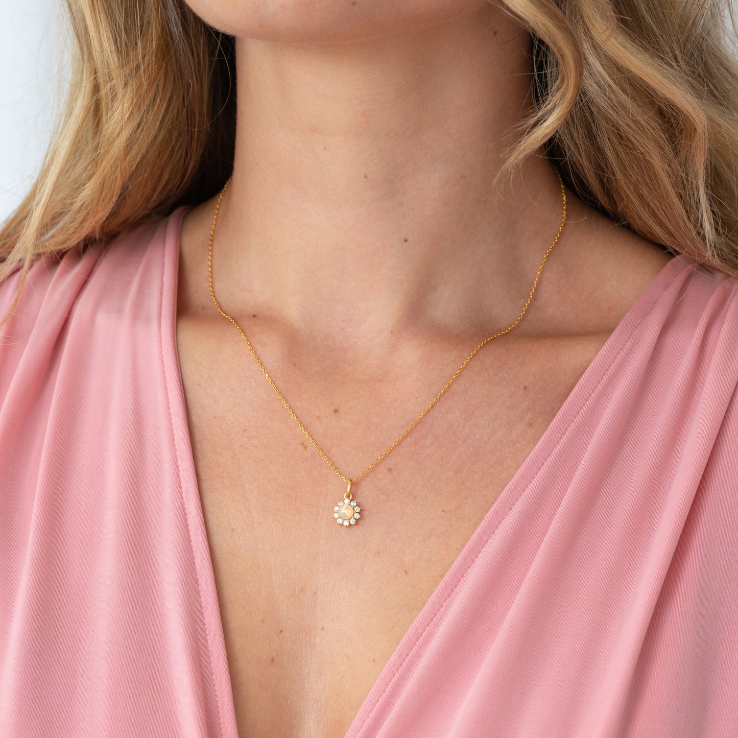 Opal Sun Gold Necklace